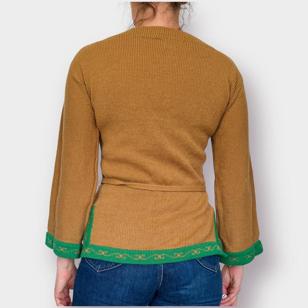 70s Tan Green Tunic Sweater Size M - Picture 7 of 7